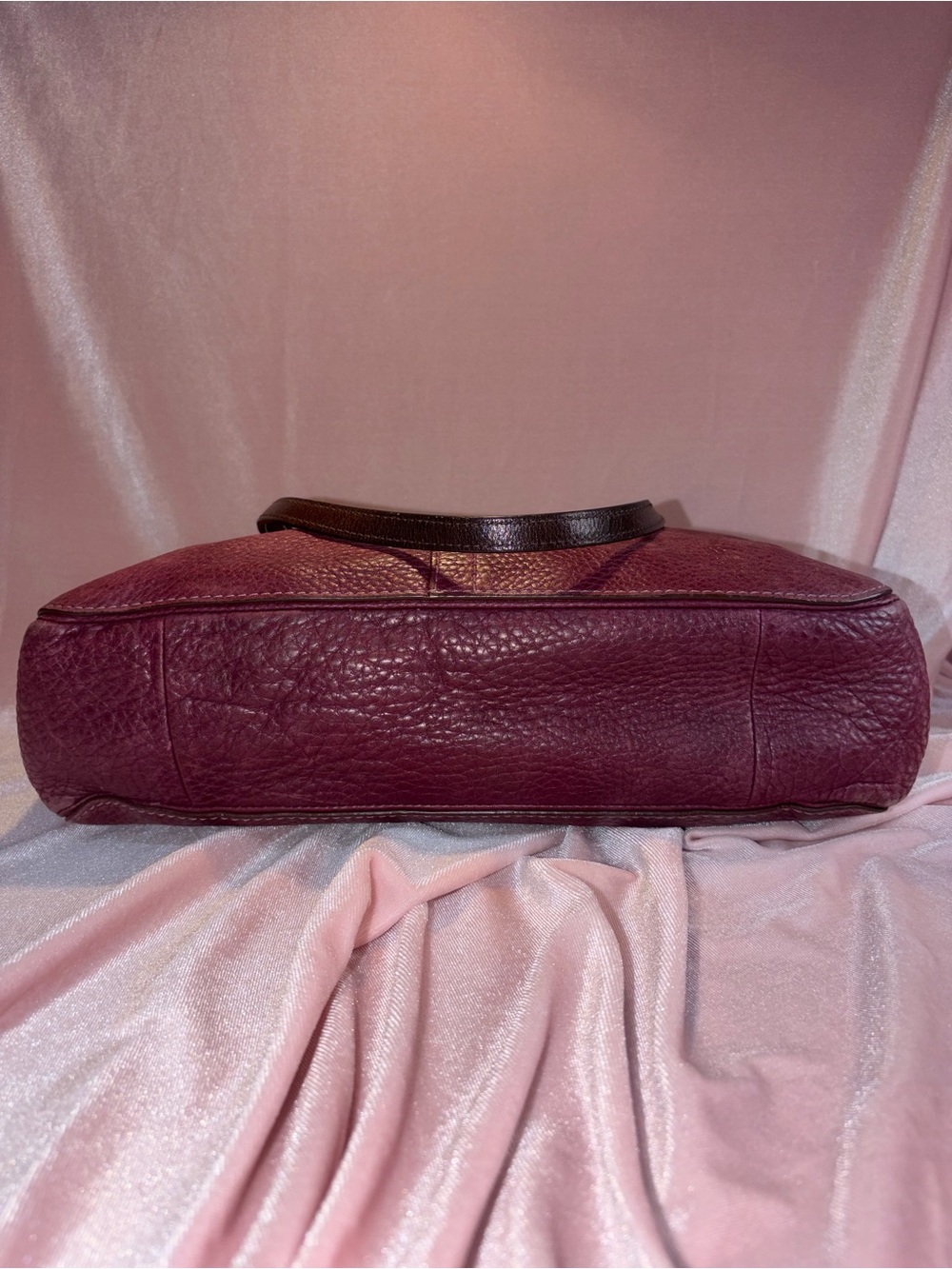 Vintage Authentic Coach Pebbled Leather Shoulder Chelsea Bag - Burgundy - Picture 7 of 7